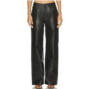 Lioness Top Model Black Wide Leg Faux Leather Pants Edgy Minimalist XXL New